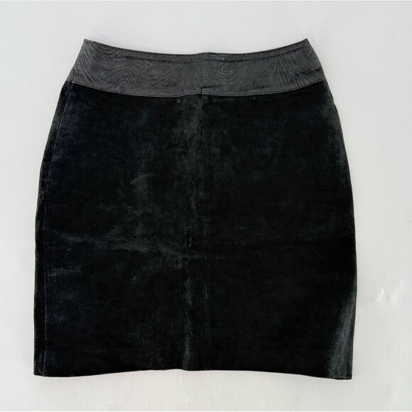 Vtg I.O.U. Leather Black Suede‎ Mini Skirt Size 9 Western Boho - Picture 2 of 12